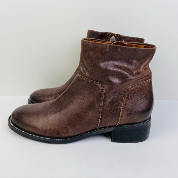 Franco Sarto Benny Brown Leather Ankle Boots Heeled Side Zip Women’s Size 6M - Picture 4 of 12